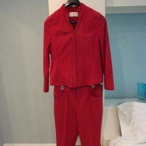 Dana Buchman Suede Leather Coat and Pant Suit